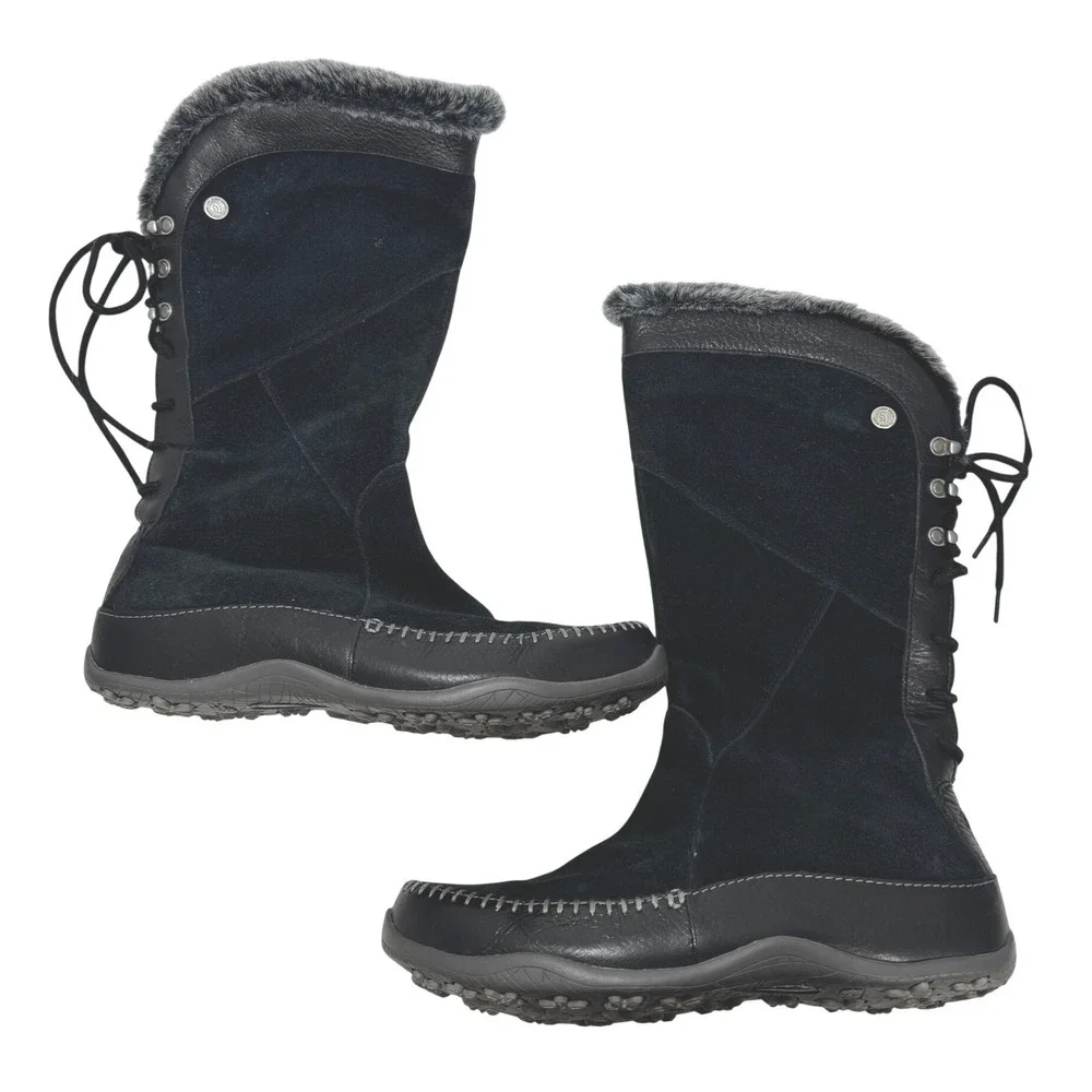 The North Face Black Suede PrimaLoft Insulated Faux Fur Tall Boots Womens 9 AHDZ